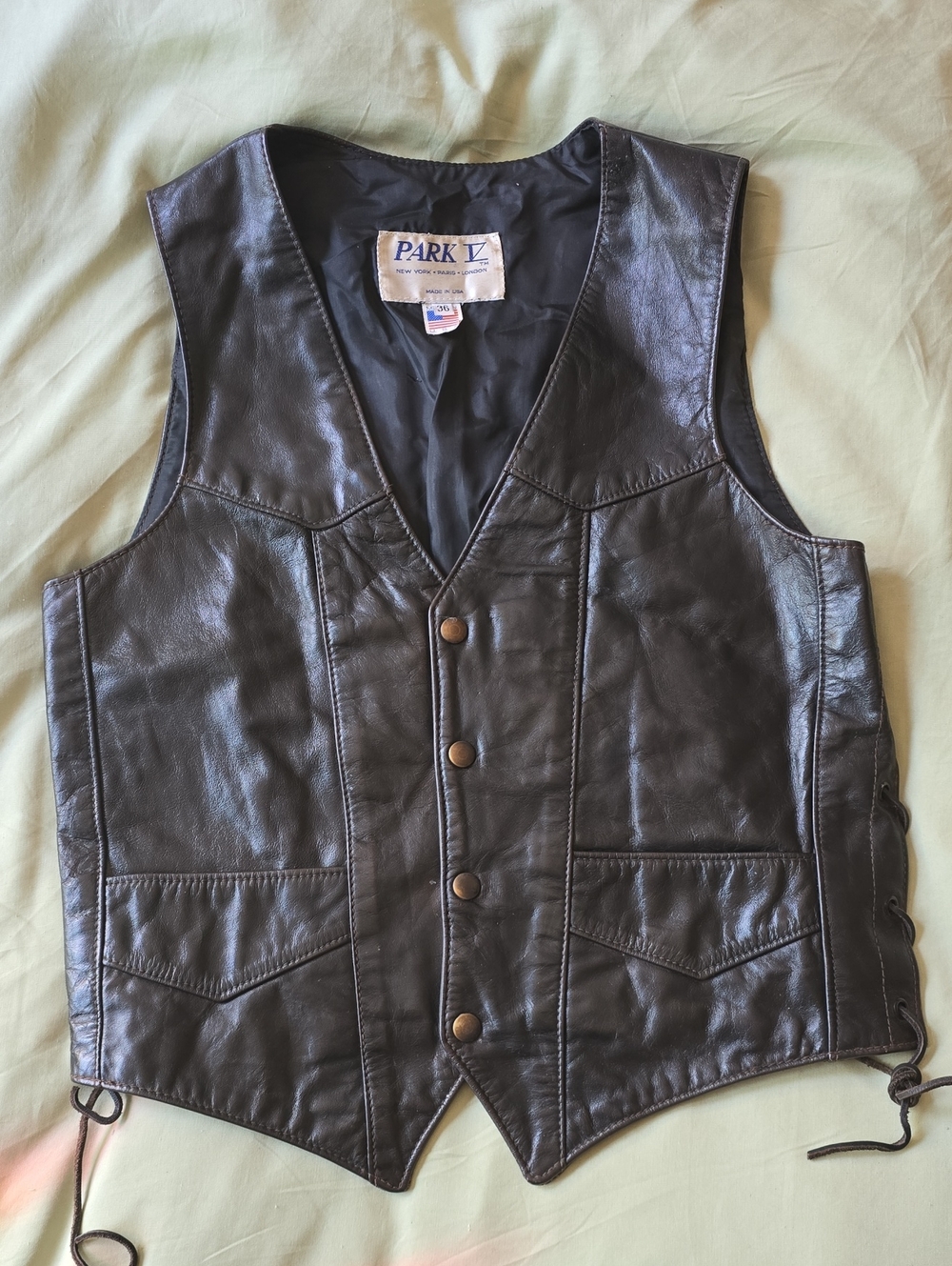 VINTAGE Dark Brown Leather Vest